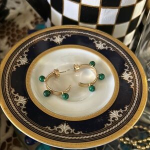 MALACHITE Pearl Hoop Earrings